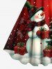 Christmas Tree Star Snowman Snowflake Gift Box Print Plus Size Matching Outfit For Couples -  