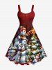 Tenue assortie grande taille pour couple, motif sapin de Noël, boule lumineuse, étoile, bonhomme de neige - Rouge 