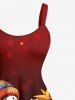 Tenue assortie grande taille pour couple, motif sapin de Noël, boule lumineuse, étoile, bonhomme de neige - Rouge 