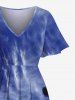 Plus Size Coconut Tree Ombre Sky Print Hawaii Split Pocket A Line Midi Dress -  