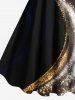 Robe trapèze de Noël grande taille à imprimé pailleté et rayons de lumière - Noir M