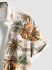 Chemise à poches boutonnées grande taille pour homme, imprimé tropical feuille de cocotier et motif hawaïen, style hawaïen. - Orange 2XL