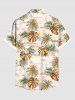 Chemise à poches boutonnées grande taille pour homme, imprimé tropical feuille de cocotier et motif hawaïen, style hawaïen. - Orange 2XL