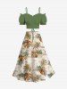 Plus Size Coconut Tree Tropical Leaf Sea Print Hawaii Split A Line Skirt -  