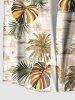 Chemise à poches boutonnées grande taille pour homme, imprimé tropical feuille de cocotier et motif hawaïen, style hawaïen. - Orange 6XL