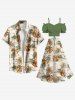 Plus Size Coconut Tree Tropical Leaf Sea Print Hawaii Split A Line Skirt -  