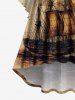 Plus Size Distressed Map Sailboat Print Hawaii Cruise Ruched High Low Asymmetric Dress -  