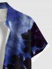 Chemise à poches boutonnées grande taille pour homme, imprimée ciel ombré et cocotiers, style hawaïen - Bleu Ciel M