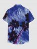 Chemise à poches boutonnées hawaïennes grande taille pour homme, imprimée ciel ombré et cocotiers - Bleu Ciel 3XL