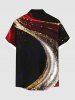 Chemise de Noël grande taille à paillettes et imprimé lumineux pour homme, avec poche boutonnée, imprimé de rayons de lumière, taille haute. - Noir S
