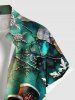 Plus Size Christmas Snowflake Snowman Street Lamp Print Ombre Button Pocket Shirt For Men -  