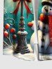 Plus Size Christmas Snowflake Snowman Street Lamp Print Ombre Button Pocket Shirt For Men -  