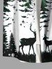 Plus Size Christmas Tree Forest Elk Snowflake Print Ombre Button Pocket Shirt For Men -  