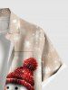 Plus Size Christmas Snowflake Snowman Cat Print Buttons Pocket Shirt For Men -  