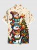 Plus Size Christmas Tree Ball Star Snowflake Snowman Print Buttons Pocket Shirt For Men -  