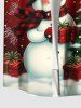 Chemise grande taille à imprimé sapin de Noël, étoile, bonhomme de neige, flocon de neige, coffret cadeau, boutons et poche pour homme - Rouge L