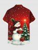 Chemise grande taille à imprimé sapin de Noël, étoile, bonhomme de neige, flocon de neige, coffret cadeau, boutons et poche pour homme - Rouge L