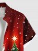 Plus Size Christmas Tree Star Snowman Snowflake Gift Box Print Buttons Pocket Shirt For Men -  