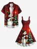 Robe débardeur grande taille à imprimé sapin de Noël, étoile, bonhomme de neige, flocon de neige, coffret cadeau - Rouge L