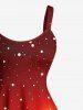Robe débardeur grande taille à imprimé sapin de Noël, étoile, bonhomme de neige, flocon de neige, coffret cadeau - Rouge 1X