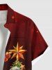 Chemise grande taille à boutons et poches pour homme, motif sapin de Noël, boules lumineuses, étoiles, bonhomme de neige - Rouge L