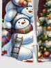 Chemise grande taille à boutons et poches pour homme, motif sapin de Noël, boules lumineuses, étoiles, bonhomme de neige - Rouge XL