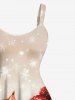 Plus Size Christmas Snowflake Snowman Cat Print Tank Dress -  