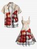Robe débardeur grande taille à imprimé flocon de neige, bonhomme de neige et chat - Rouge S