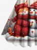 Robe débardeur grande taille à imprimé flocon de neige, bonhomme de neige et chat - Rouge S