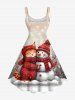 Plus Size Christmas Snowflake Snowman Cat Print Tank Dress -  