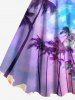Plus Size Coconut Tree Galaxy Ombre Print Hawaii Tank Dress -  