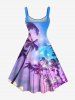 Plus Size Coconut Tree Galaxy Ombre Print Hawaii Tank Dress -  