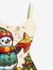 Plus Size Christmas Tree Ball Star Snowflake Snowman Print Tank Dress - Abricot 1X