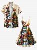 Plus Size Christmas Tree Ball Star Snowflake Snowman Print Tank Dress - Abricot 1X