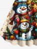Plus Size Christmas Tree Ball Star Snowflake Snowman Print Tank Dress - Abricot 1X