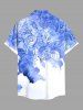 Chemise hawaïenne grande taille à imprimé aquarelle de tournesols et de roses, avec poches et boutons, pour homme - Bleu Ciel 2XL