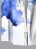 Chemise hawaïenne grande taille à imprimé aquarelle de tournesols et de roses, avec poches et boutons, pour homme - Bleu Ciel XL