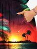 Plus Size Coconut Tree Flowers Sun Seascape Print Split Hawaii Midi Dress -  