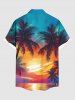 Chemise hawaïenne grande taille à imprimé cocotiers et nuages marins, avec poches et boutons, pour homme - Orange 5XL