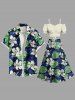 Plus Size Tropical Leaf Hibiscus Flower Print Hawaii Split A Line Skirt -  