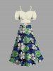 Plus Size Tropical Leaf Hibiscus Flower Print Hawaii Split A Line Skirt -  