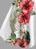 Robe débardeur hawaïenne grande taille à imprimé feuilles tropicales et fleurs d'hibiscus - Blanc XXS