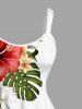 Robe débardeur hawaïenne grande taille à imprimé feuilles tropicales et fleurs d'hibiscus - Blanc XXS