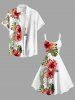 Robe débardeur hawaïenne grande taille à imprimé feuilles tropicales et fleurs d'hibiscus - Blanc XXS