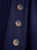 Plus Size Mock Buttons Layered Pocket Elastic Waist A Line Skirt -  