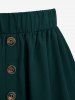 Plus Size Mock Buttons Layered Pocket Elastic Waist A Line Skirt -  