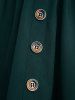 Plus Size Mock Buttons Layered Pocket Elastic Waist A Line Skirt -  
