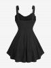 Plus Size Ruffles Ruched Chain Panel Silk Waist Ribbed Textured Buckle Tank Top -  
