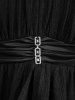 Plus Size Ruffles Ruched Chain Panel Silk Waist Ribbed Textured Buckle Tank Top -  