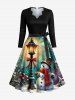 Christmas Snowflake Snowman Street Lamp Print Plus Size Matching Outfit For Couples -  